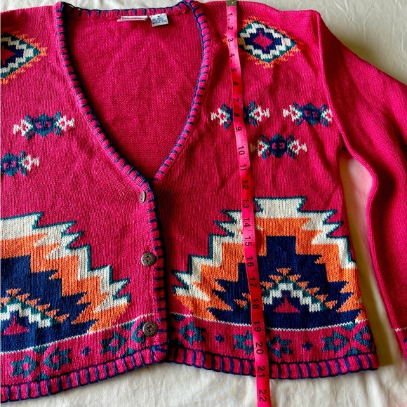 Nuovo Vintage 90s Southwestern Aztec Print Cardigan Sweater - Medium - Picture 10 of 11